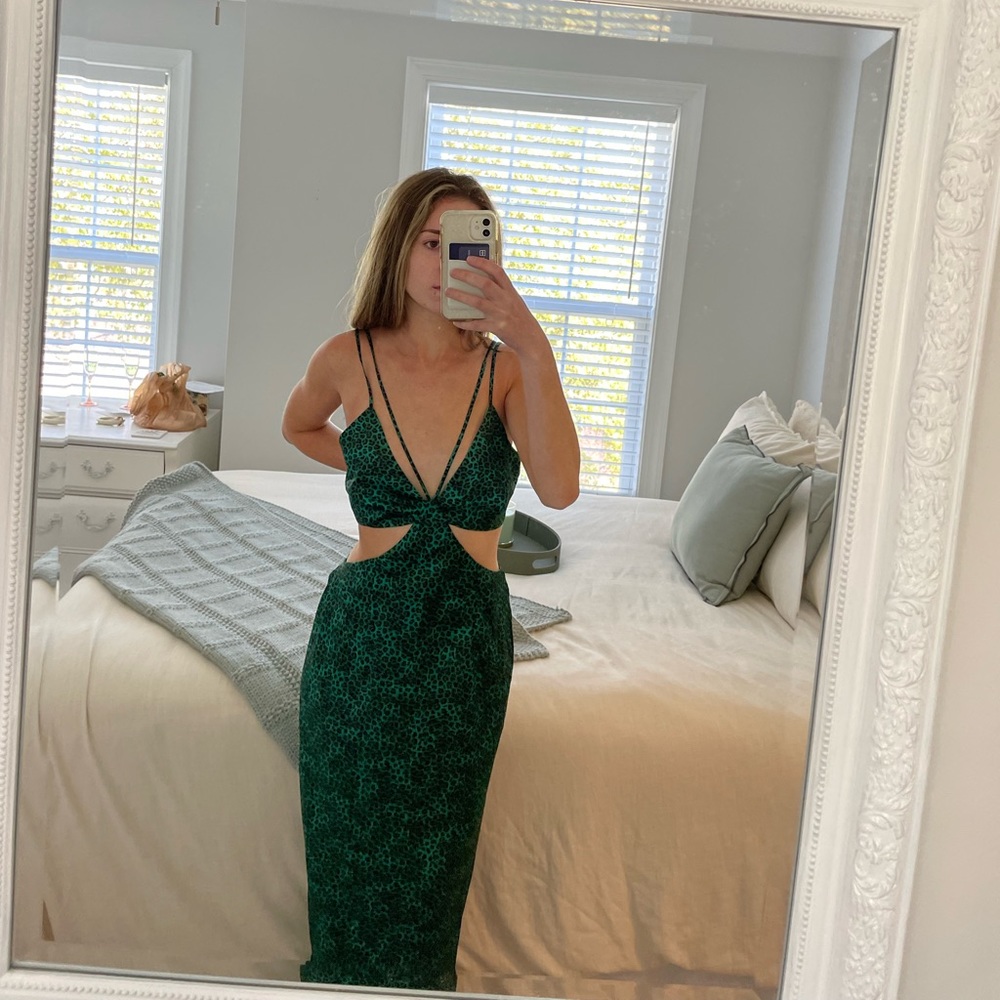 PORTIA MAXI DRESS - GREEN LEOPARD